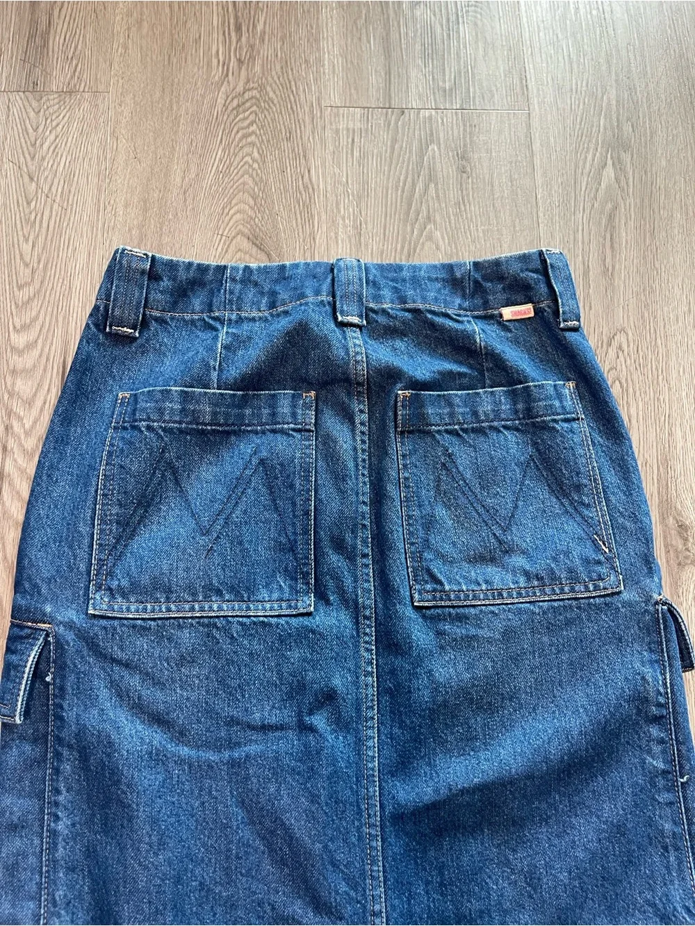 MOTHER Dark Blue Denim Maxi Skirt with Cargo Details - Picture 9 of 12